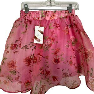 Chelsea & Violet High Rise Floral Printed Organza Mini Skirt M Junior